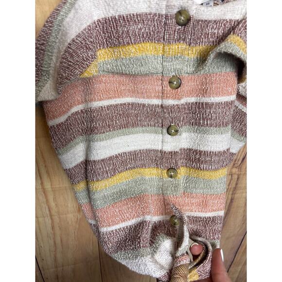 Madewell Texture & Thread Boucle  Cropped Striped Tank Button Women's Size XS - Picture 5 of 7